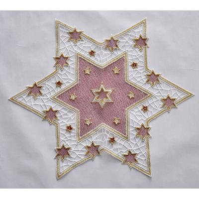 Tischdecke STICKEREIEN PLAUEN "Goldtanne" Gr. 1, rot, Ø:27cm, Polyester, Tischdecken, Einzelstern Image