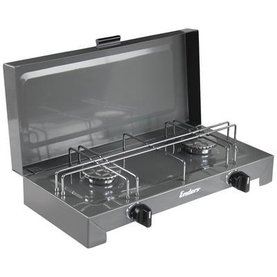Gaskocher ENDERS "Canberra 2", grau (dunkelgrau), B:43cm H:10cm L:26cm, Stahl, Gaskocher, BxLxH: 43x26x10 cm, 2 x 2,3 kW Brenner Image