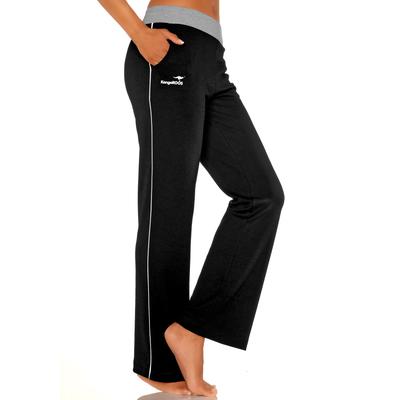 Relaxhose KANGAROOS, Damen, Gr. 40/42, N-Gr, schwarz-weiß (schwarz, weiß, weiß), Sweatware, Obermaterial: 60% Baumwolle, 40% Polyester, unifarben, Basic, bequem lang, Hosen, mit breitem Bund, Loungewear, Loungeanzug Image