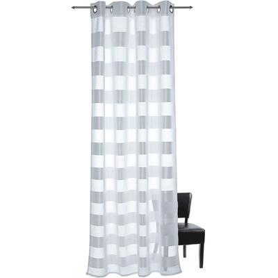 Vorhang DECOLIFE "Ella" Gr. 1, weiß, B:135cm H:245cm, Voile, Polyester, Gardinen, HxB: 245x135, Ösen-Vorhang mit Querstreifen Image