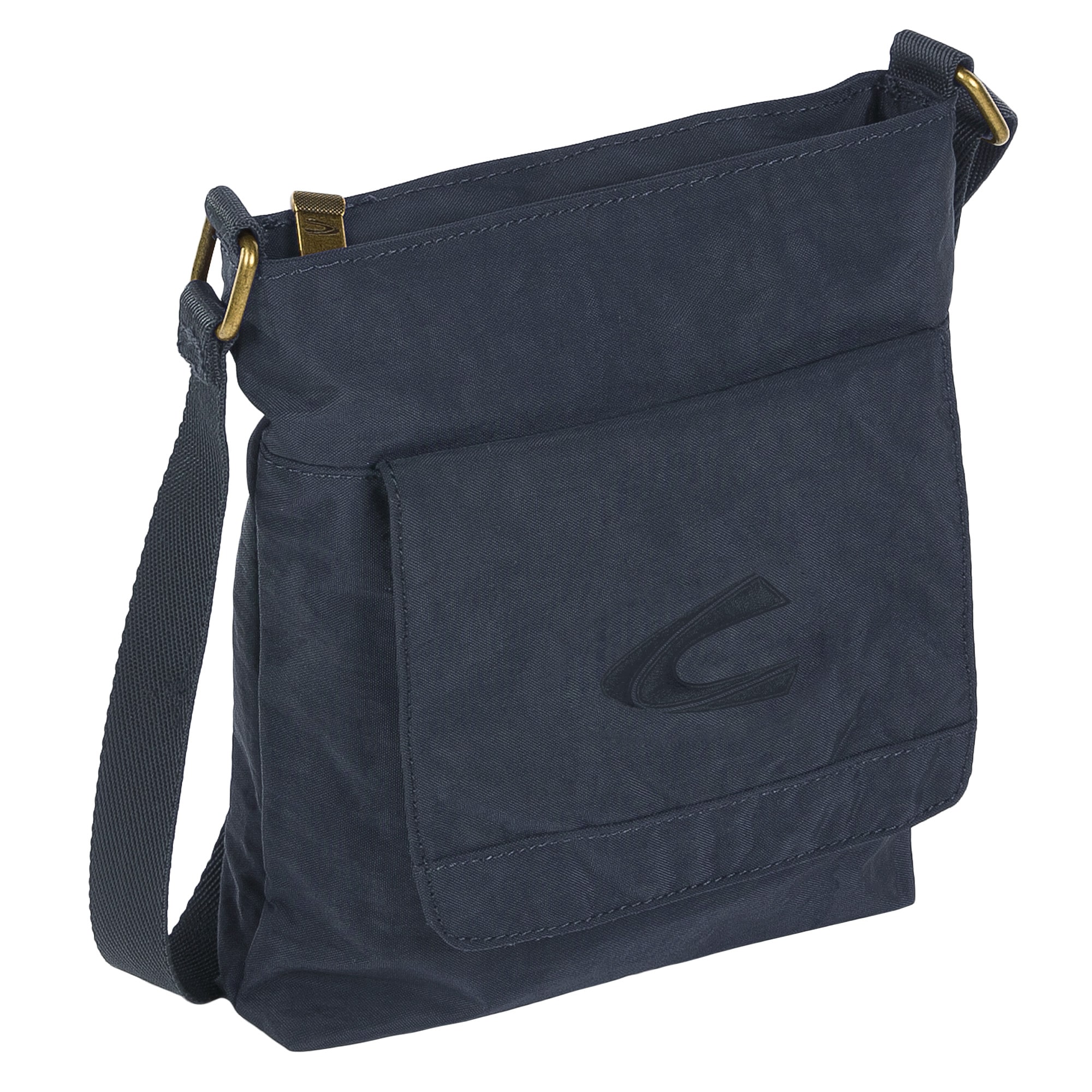 Umhängetasche CAMEL ACTIVE "Journey", Damen, Gr. B/H/T: 23cm x 23cm x 5cm, blau, Nylon, aufgeraut, bestickt, clean, unifarben, Taschen Umhängetasche, aus leichtem robusten Nylon, funktional perfekt für alle Lebenslagen