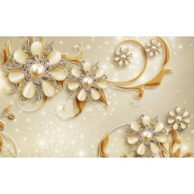 Fototapete PAPERMOON "Muster mit Blumen", bunt, B:4,50m L:2,80m, Vlies, Tapeten Image