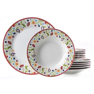 Tafelservice RITZENHOFF & BREKER "Teller Set, Geschirr-Set", bunt (weiß, bunt), 12 tlg., Porzellan, Geschirr-Sets, 12 Teile, für 6 Personen Image