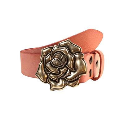 Ledergürtel, Damen, Gr. 105, rosa, Leder, RETTUNGSRING BY SHOWROOM 019, unifarben, Gürtel, austauschbare Schließe, Rose flach mit echtem Swarovskistein veredelt Image