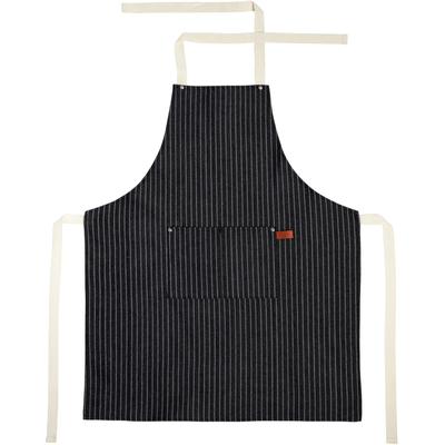 Kochschürze STUCO "gestreift", schwarz (schwarz, natur), B:70cm L:85cm, Materialmix, Schürzen, Zehentrenner, mit Brusttasche Image