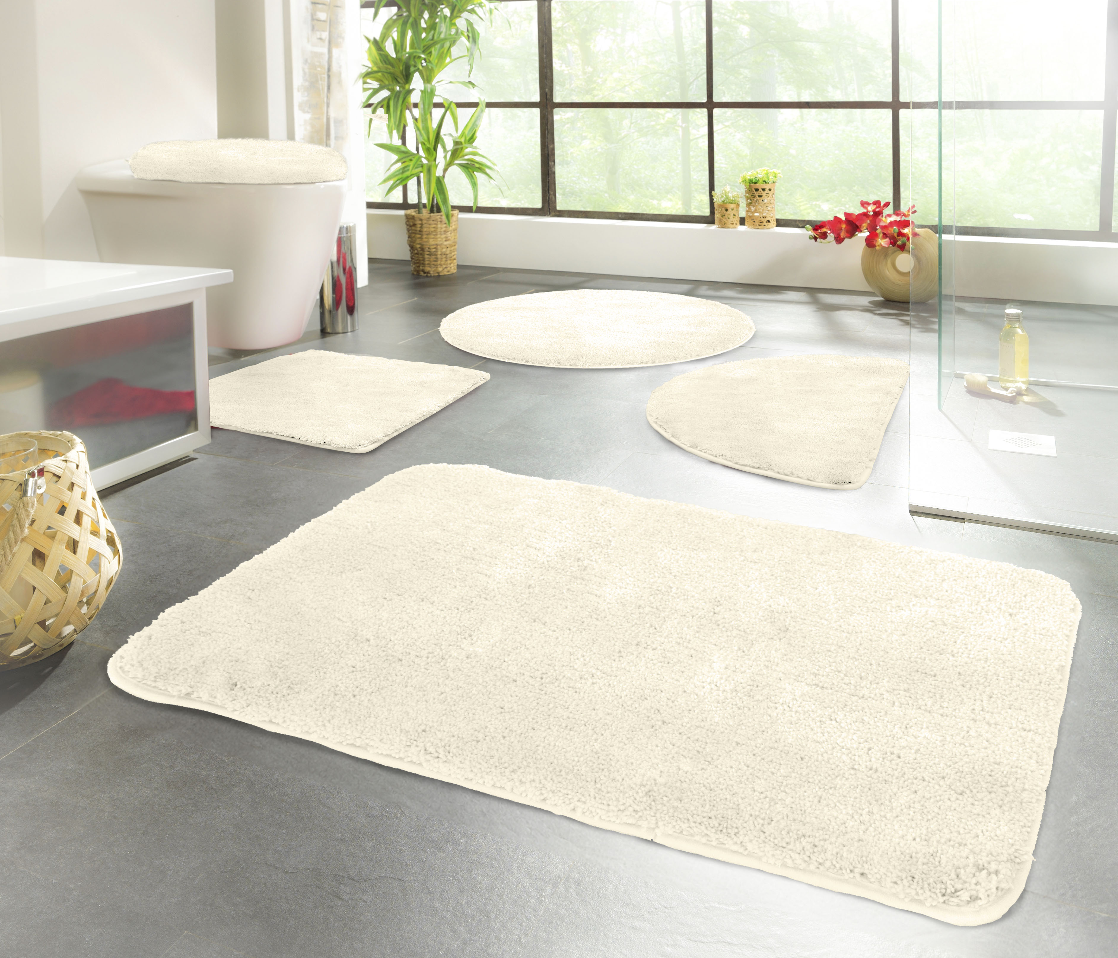 Badematte KINZLER "Chaozhou" Gr. 7, beige (natur), H:20mm, Polyester, Badematten, Badematte, Badteppich, Uni Farben, weich, als rechteckig, rund & Set erhältlich