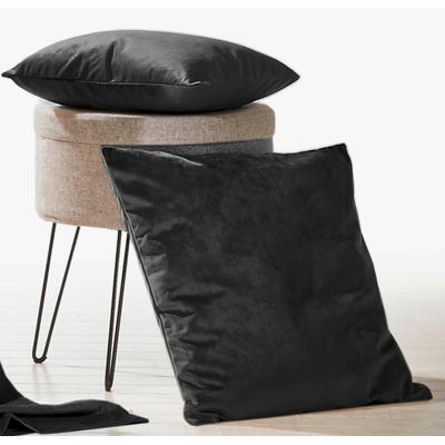 Dekokissen WECKBRODT "Valentin" Gr. 2, schwarz (schwarz, unifarben), B:50cm L:50cm, Polyester, Dekokissen_Sitzkissen_Kissenhüllen, Samt-Optik, Velour, Unifarben, Kissenhülle ohne Füllung Image