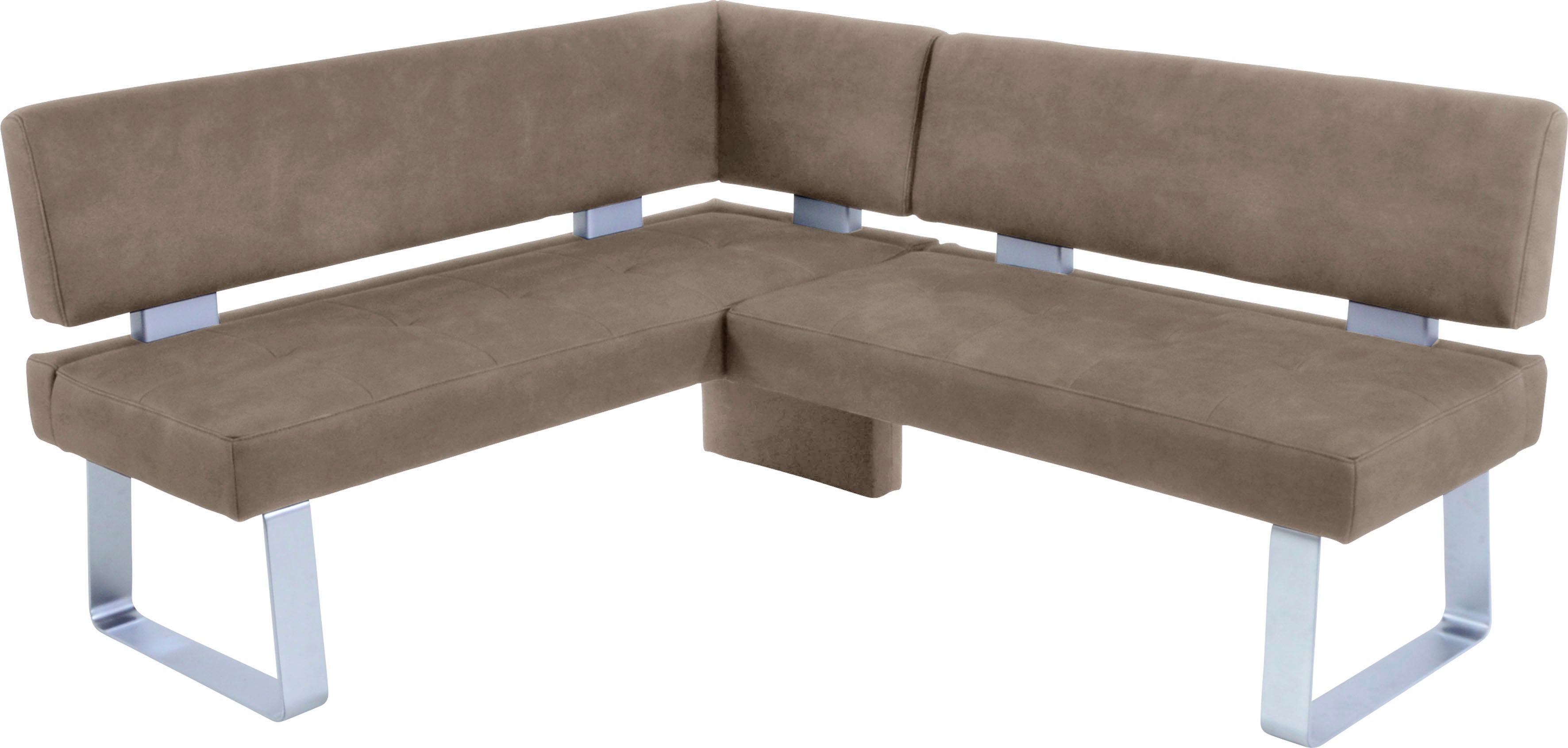 Eckbank K+W KOMFORT & WOHNEN "Santos II", beige (sand), B:180cm H:87cm T:157cm, 100% Polyester, Sitzbänke, Eckbank, gepolstert, Eckbank, wahlweise langer Schenkel 180cm rechts oder links