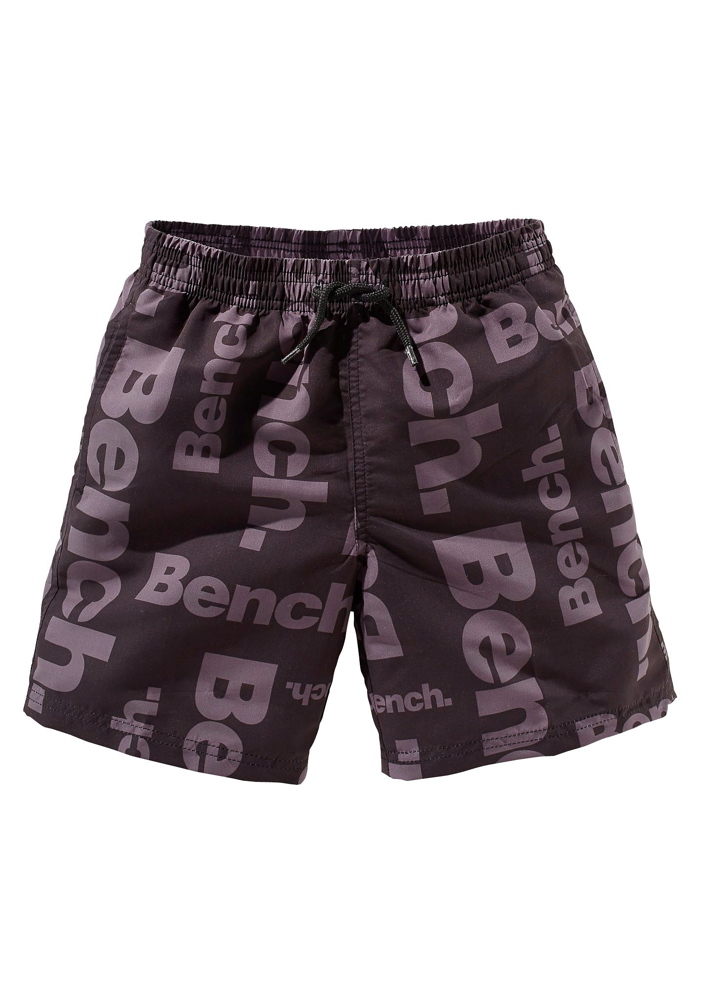 Badeshorts BENCH., Kinder, Gr. 170/176, N-Gr, schwarz, Microfaser, Polyester, unifarben, Badehosen, mit allover Logodruck Image