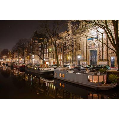 Fototapete PAPERMOON "Nacht in Amsterdam", bunt, B:4,00m L:2,60m, Vlies, Tapeten Image