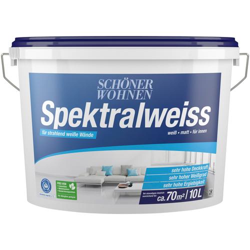 „SCHÖNER WOHNEN-FARBE Wand- und Deckenfarbe „“Spektralweiss““ Farben weiß, für innen, hoher Weißgrad Gr. 10 l 10000 ml, weiß Wandfarbe“