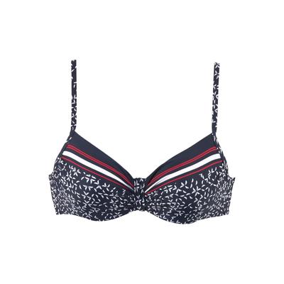 Bügel-Bikini-Top LASCANA "Minimal", Damen, Gr. 44, Cup F, blau (marine, bedruckt), Polyamid, Bikini-Oberteile, mit verstellbaren Trägern Image
