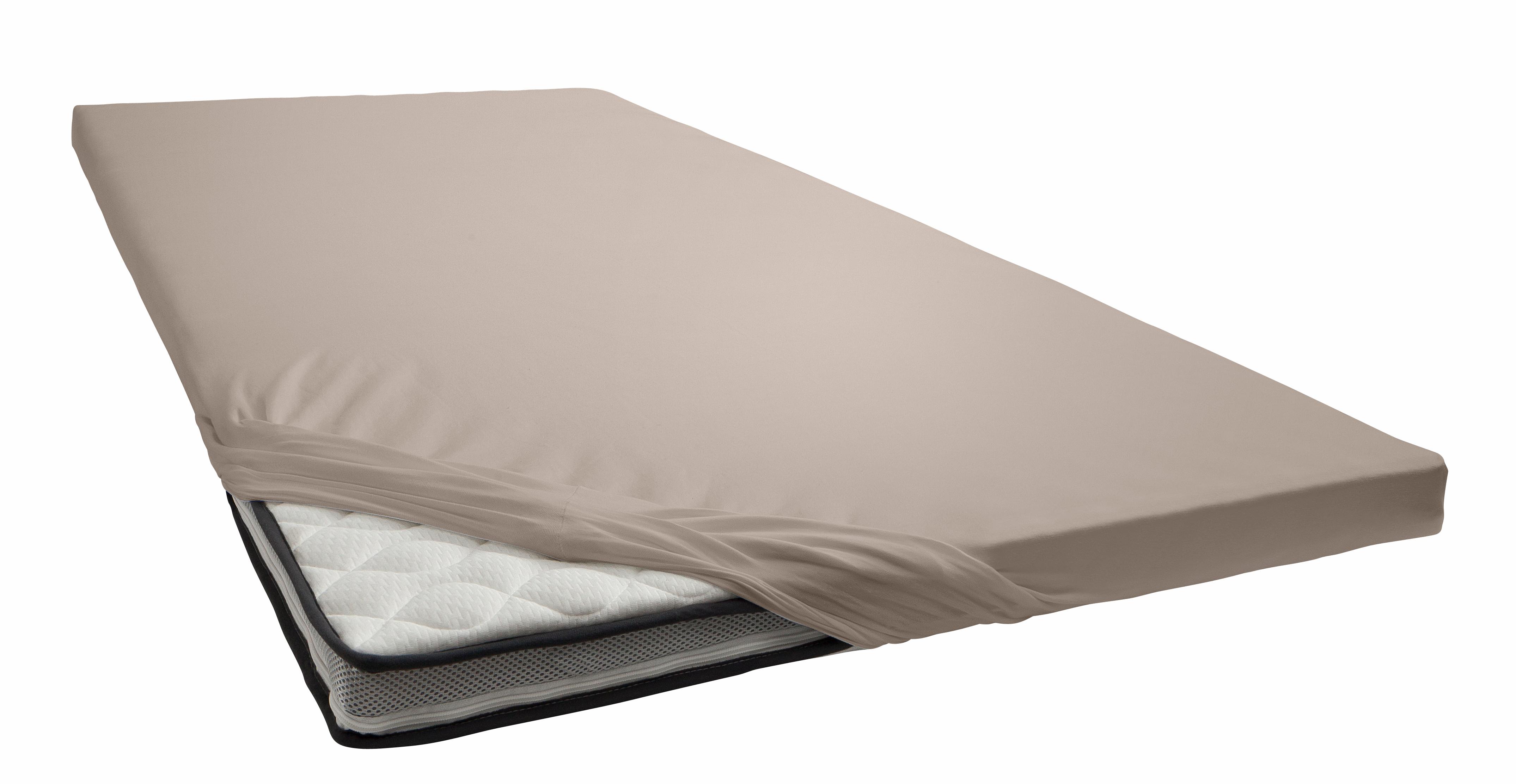 Spannbettlaken BELLANA "Jersey-Elasthan deluxe in Gr. 90x200, 140x200 oder 180x200, für Topper", grau (taupe), 1 Stk., Jersey-Elasthan, 180x200 180x210 180x220 190x200 190x210 190x220 200x200 200x210 200x220 10, Jersey-Elasthan, Obermaterial: 95%... Image