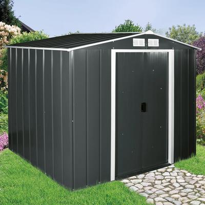 Gerätehaus DURAMAX "Eco 8x6", grau (anthrazit, weiß), Stahlblech, Gerätehäuser, Metall