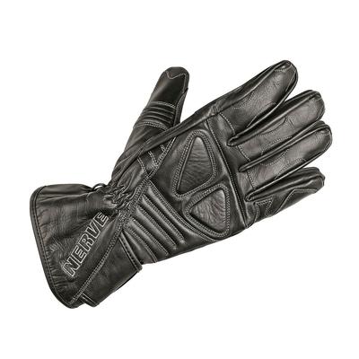 Motorradhandschuhe NERVE "Dark Leather" Gr. M, schwarz, Handschuhe, M, Polsterung über den Fingerknöcheln