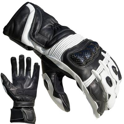 Motorradhandschuhe PROANTI Handschuhe Gr. L, schwarz-weiß (weiß-schwarz) Racing, aus Leder