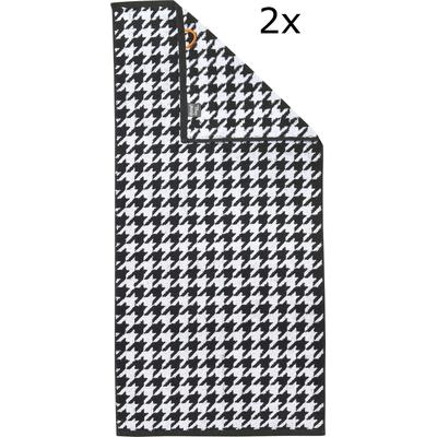 Handtuch Set DONE. "Daily Shapes Bird", schwarz (schwarz, weiß), 2 St., 2 Handtücher (50x100cm), Jacquard-Walkfrottier, Jacquard-Walkfrottier, Obermaterial: 100% Baumwolle, Handtücher (Packung), Jacquardgewebe, in verschiedenen Set-Varianten erhältlich Image