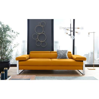 2-Sitzer W.SCHILLIG "finn", gelb (brandy s37), B:230cm H:71cm T:106cm, Flachgewebe S22 (100% Polyester), Stoff S37 (100% Polyester), Longlife Xtra-Leder Z59: Glattleder mit modischer Prägung. Hautstärke 0, 9 - 1, 1 mm, Sofas, German Design Award... Image