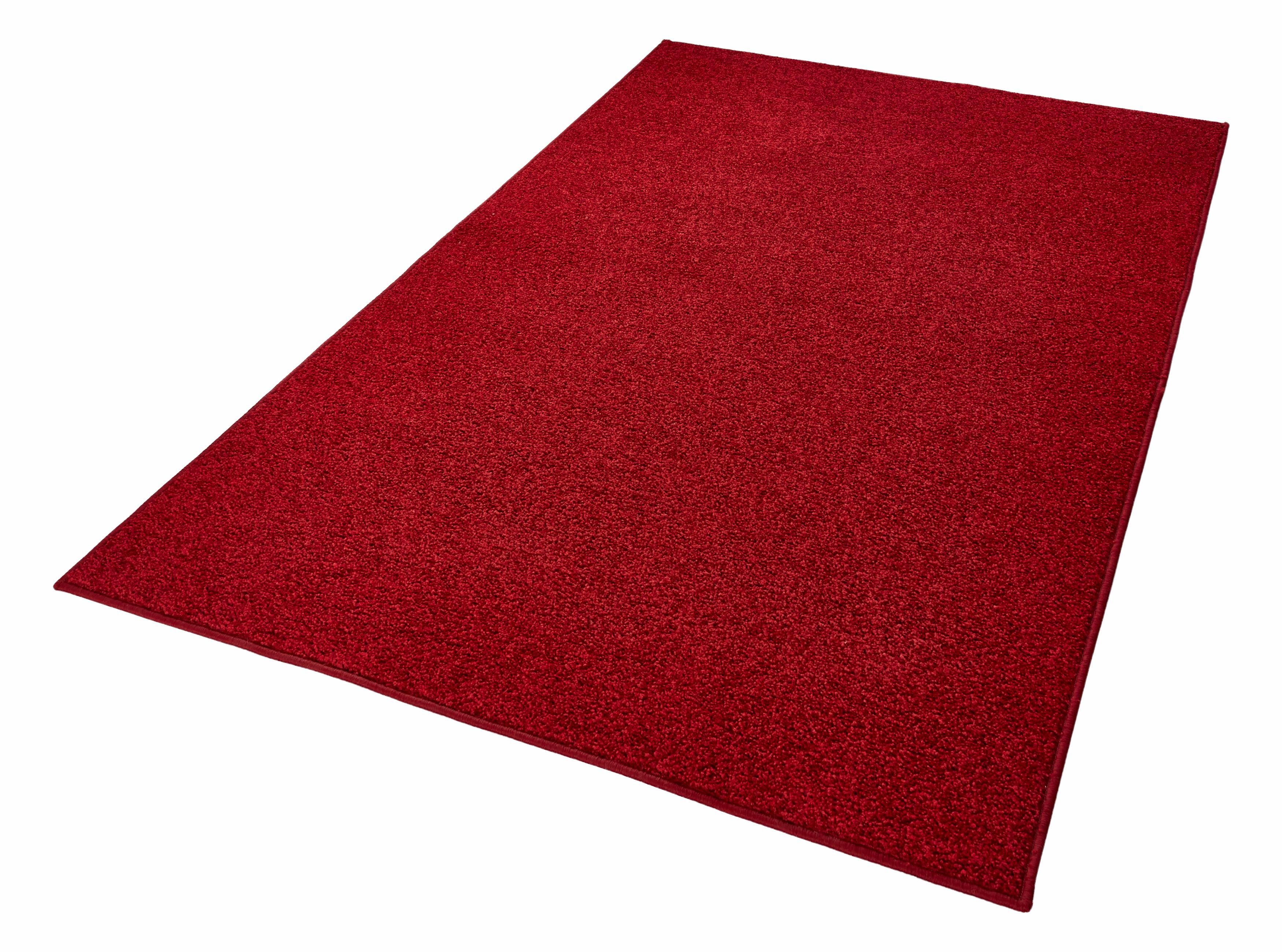 Teppich HANSE HOME "Pure 100 Kurzflor" Gr. 4, rot, B:160cm H:13mm L:240cm, Kunstfaser, Teppiche, Kurzflor, uni, umkettelt, Läufer, Wohnzimmer, Kinderzimmer, Flur Image