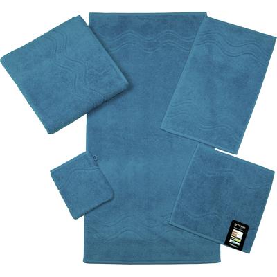 Waschhandschuh ROSS "Cashmere feeling", blau (petrol), B:16cm L:22cm, Frottier, Frottier, Handtücher (Packung), mit Wellen-Bordüre Image
