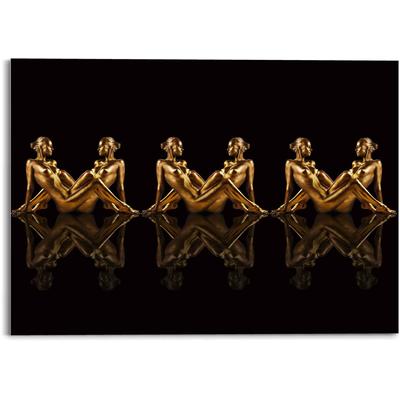 Glasbild REINDERS "Glasbild Frauen in Gold Symmetrie - Caleidoscoop" Bilder Gr. B/H: 70 cm x 50 cm, Frau, 1 St., schwarz Glasbilder