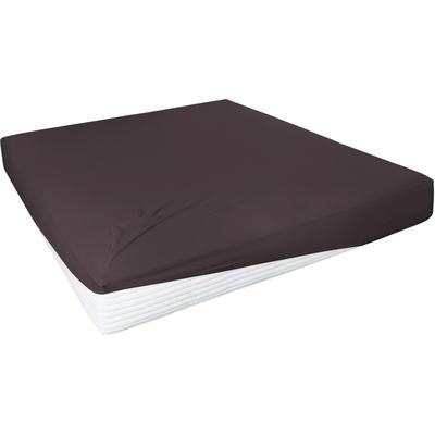 Spannbettlaken PRIMERA "Elasthan-Feinjersey", braun (dunkelbraun), B:90-120cm L:200-220cm, Jersey-Elasthan, Obermaterial: 95% Baumwolle, 5% Elasthan, Laken, PREMIUM, aus 95% gekämmter Baumwolle und 5% Elasthan, bis 28 cm Höhe Image