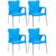 Stapelstuhl BEST "Maui" Stühle Gr. 4 St., Aluminium, blau (blau, silberfarben) Stapelstühle 4er Set