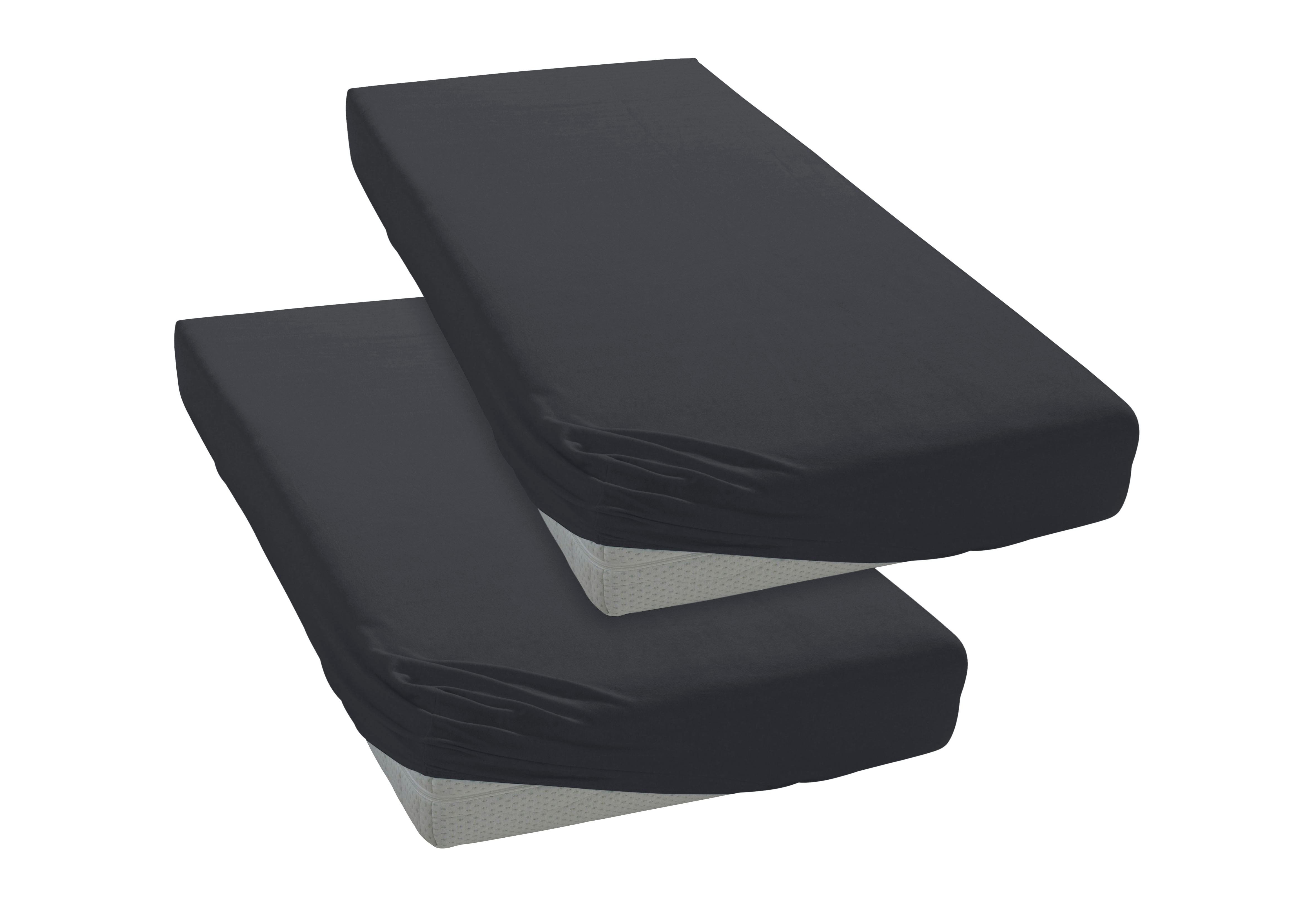 Spannbettlaken MY HOME "BLACKBERRY", schwarz, B:90cm L:200cm, Jersey, Obermaterial: 100% Baumwolle, Bettlaken, Baumwolle, Matratzen bis 28 cm Höhe, Bettlaken, Spannbetttuch, Laken, Topseller