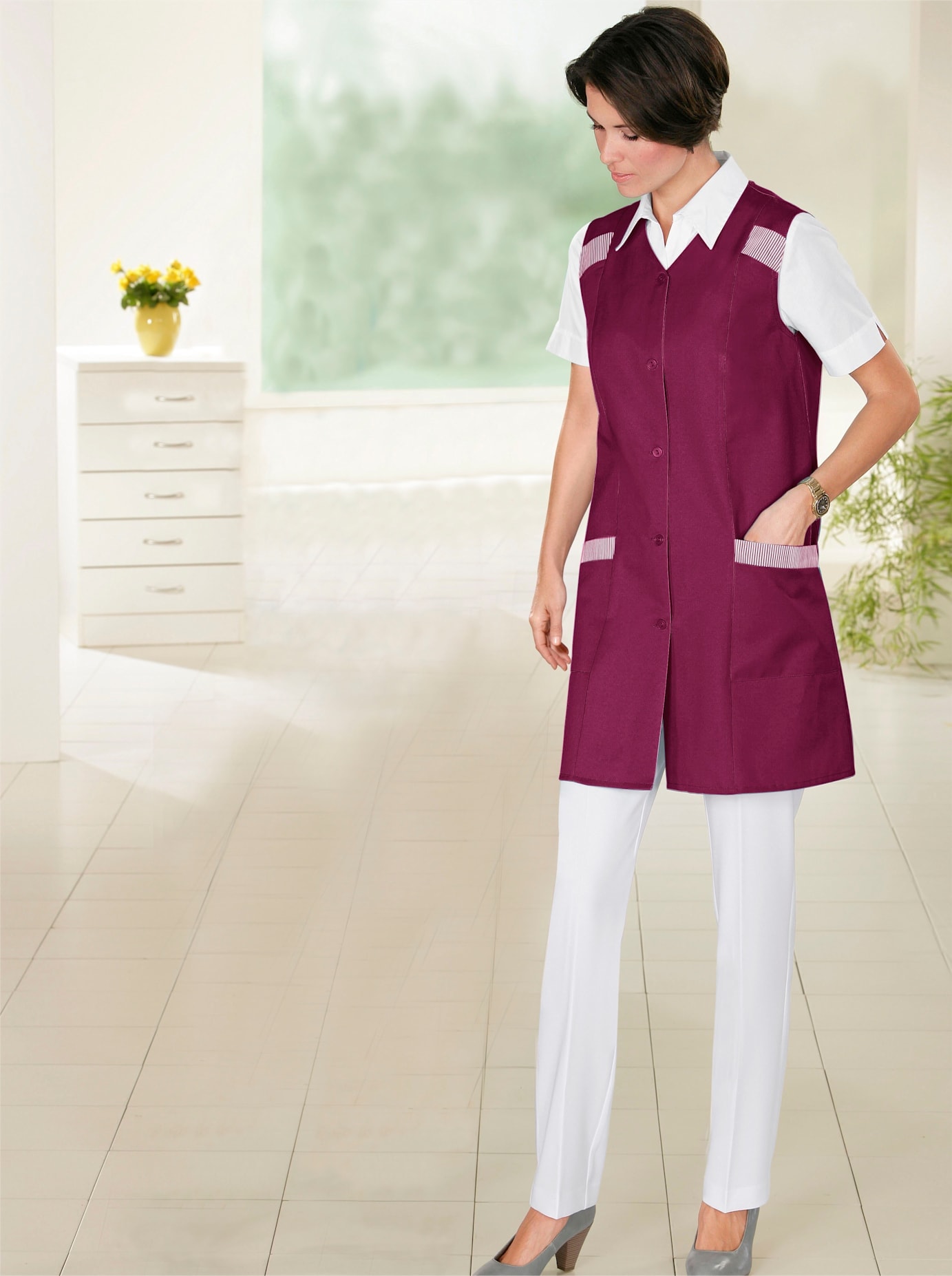 Kochschürze CLASSIC BASICS, Damen, Gr. 50, rot (bordeaux), Baumwollmischung, Kunstfaser, Polyester, Schürzen Image