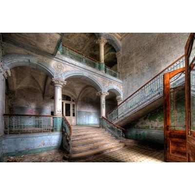 Fototapete PAPERMOON "Verlassenes Krankenhaus Beelitz", bunt (mehrfarbig), B:4,5m L:2,8m, Vlies, Tapeten Image