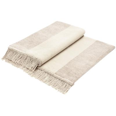 Sofaschoner BIEDERLACK "Cotton Cover Salt & Pepper", beige (natur), B:100cm L:200cm, Baumwolle, Polyacryl, Polyester, Sesselschoner, mit Fransen Image