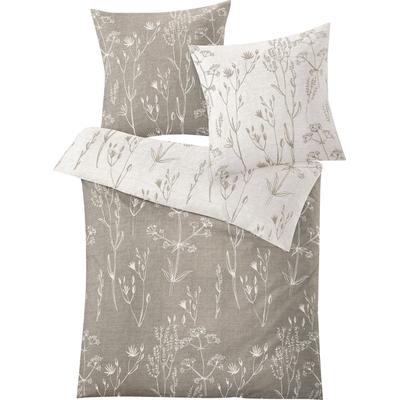 Wendebettwäsche KLEINE WOLKE "Savannah in Gr. 135x200 oder 155x220 cm", grau (taupe), B/L: 135cm x 200cm, , Mako-Satin, B/L: 80cm x 80cm, Mako-Satin, Obermaterial: 100% Baumwolle, Bettwäsche, Bettwäsche aus Baumwolle, florale Bettwäsche mit Wendeoptik Image