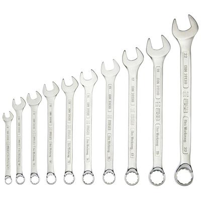 WGB BASIC PLUS Gabel- und Ringschlüssel "Ringmaulschlüssel-Satz" Schraubenschlüssel Ringseite gekröpft, Chrom-Vanadium Stahl, verchromt silberfarben