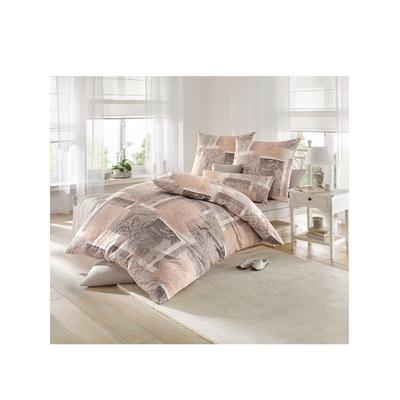 Bettwäsche BIBERNA Gr. 1, beige (taupe), B/L: 135cm x 200cm, 3 tlg., Seersucker, Seersucker, B/L: 80cm x 80cm, Seersucker, 100% Baumwolle, Bettwäsche Image