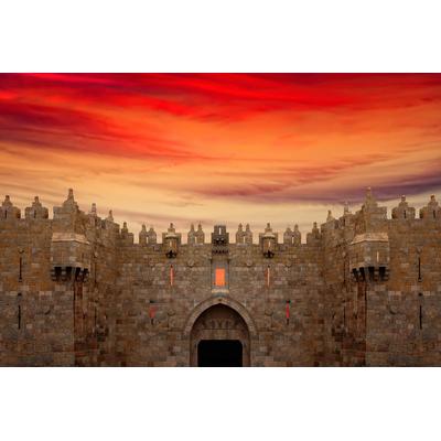 Fototapete PAPERMOON "Burgmauer", bunt, B:4,50m L:2,80m, Vlies, Tapeten Image
