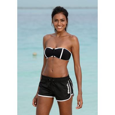 Badeshorts BENCH., Damen, Gr. 42, N-Gr, schwarz, Microfaser, Polyester, unifarben mit Farbeinsatz, kontrastfarbene Details, Badehosen, aus Microfaser, mit Außenkordel, mit Gesäßtasche, mit Klettverschluss Image