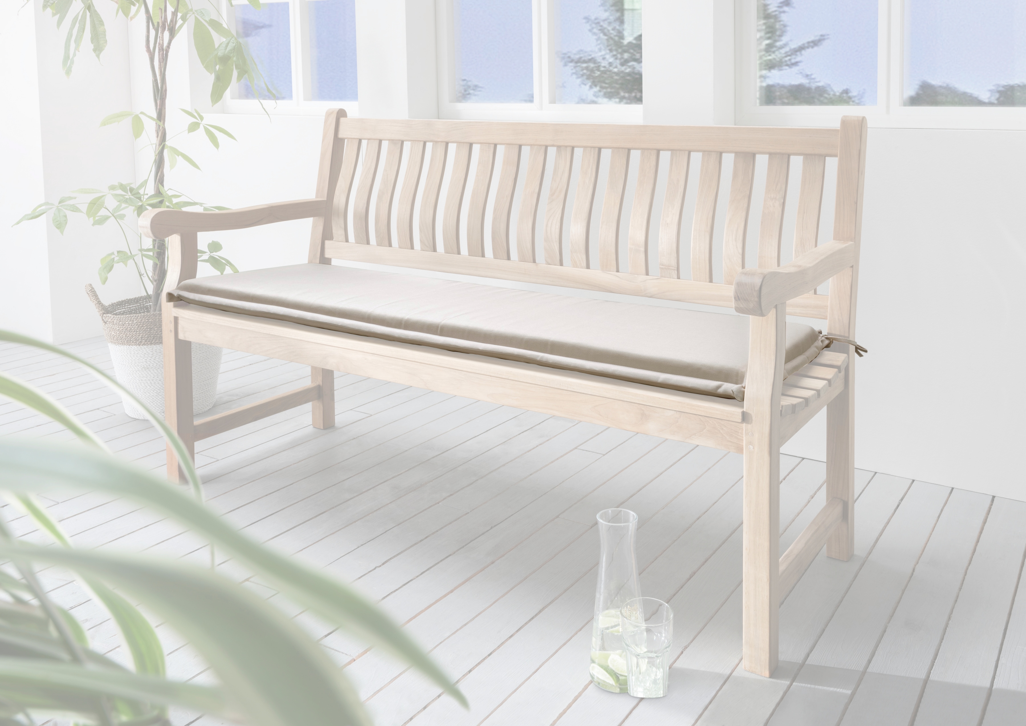 Bankauflage DESTINY "POLSTER", beige (natur), B:150cm T:45cm, Obermaterial: 100% Polyester. Füllung: 100% Polyurethan, Polsterauflagen, Bankauflage, Polyester