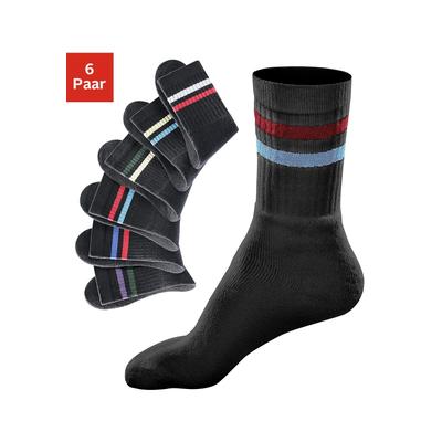 Freizeitsocken GO IN, Herren, Gr. 47-50, schwarz, Obermaterial: 60% Baumwolle, 39% Polyester, 1% Elasthan, geringelt, Socken, mit farbigen Streifen Image
