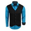 Langarmhemd RUSTY NEAL, Herren, Gr. 6XL, EURO-Größen, blau (türkis), 60% Baumwolle, 37% Polyester, 3% Elasthan, mehrfarbig, casual, Langarm, Hemden, inklusive Langarmhemd und Weste