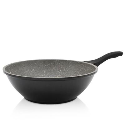 Wok KRÜGER "Aluguss Wokpfanne Barcelona, 30 cm", schwarz, H:10cm Ø:30cm, Pfannen, für Induktions-Kochfelder geeignet