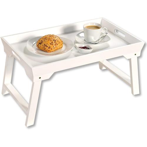 "Tablett KESPER FOR KITCHEN & HOME ""Bett-Tablett"" Tabletts Gr. B/H/L: 32 cm x 27 cm x 52 cm, weiß Serviertabletts Tabletts mit Klappfüßen"