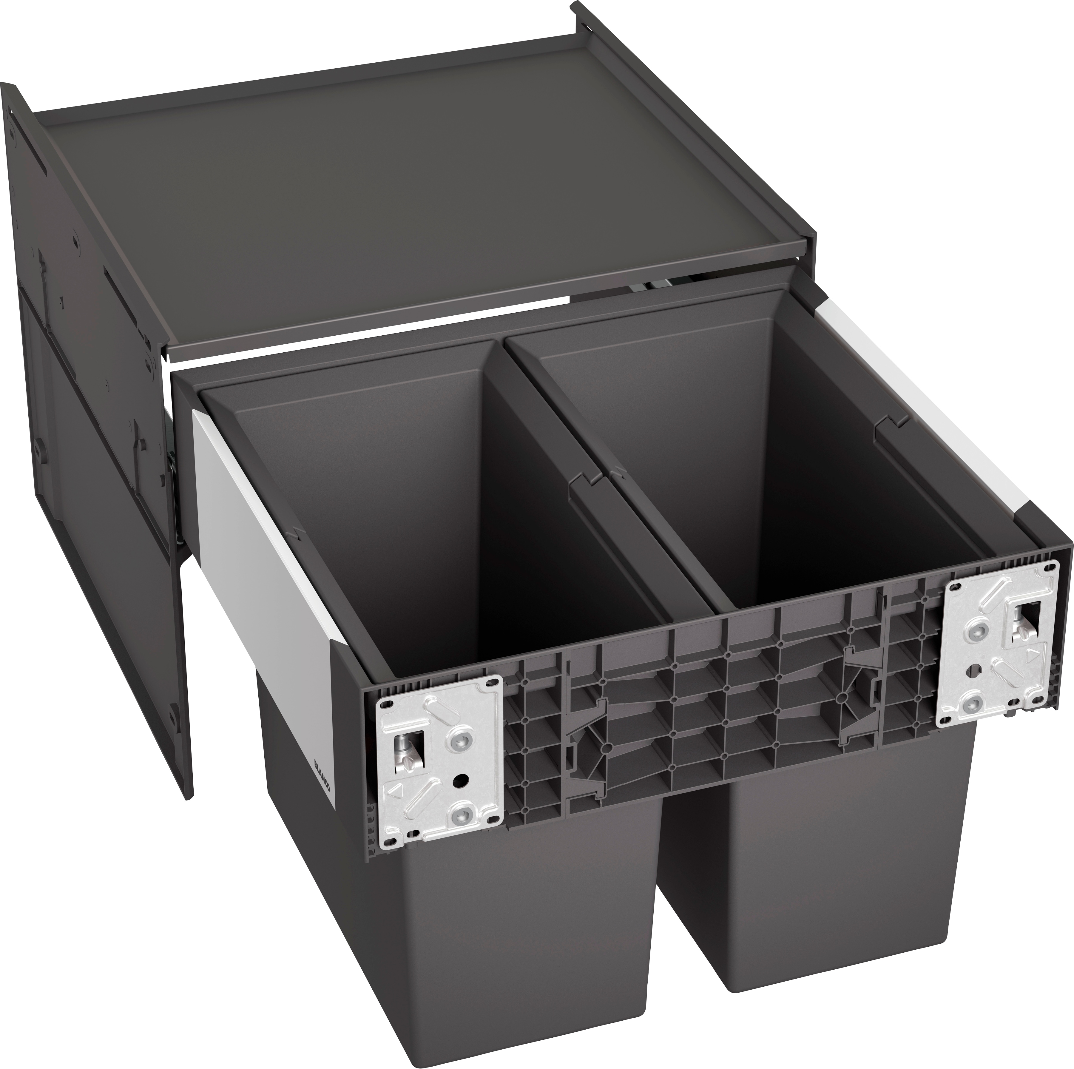 Mülltrennsystem BLANCO "Select II 50/2", schwarz, B:40cm H:36cm T:47cm, Kunststoff, Mülleimer, Mülltrennsystem, Kunststoff, Stahlblech, 500 mm Untermass