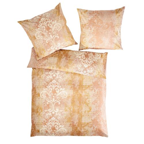 Bettwäsche HEINE HOME WITT-PBK-Bettwäsche-temporär Gr. B/L: 135 cm x 200 cm, 2 tlg., Mako-Satin, B/L: 40 cm x 80 cm, beige (terracotta, beige) Bettwäsche-Set Mako-Satin-Bettwäsche