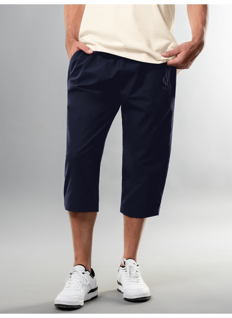 Jerseyhose TRIGEMA "TRIGEMA 3/4 Freizeithose aus Baumwolle", Herren, Gr. L, US-Größen, blau (navy), 100% Baumwolle, Basic, Hosen Jerseyhose
