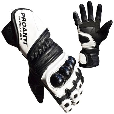 Motorradhandschuhe PROANTI Gr. L, schwarz-weiß (weiß, schwarz), Handschuhe, L, Obermaterial: 100% Rindsleder. Innenfutter: 100% Polyester, Race Leder