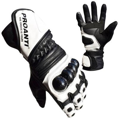 Motorradhandschuhe PROANTI Handschuhe Gr. L, schwarz-weiß (weiß-schwarz) Race Leder