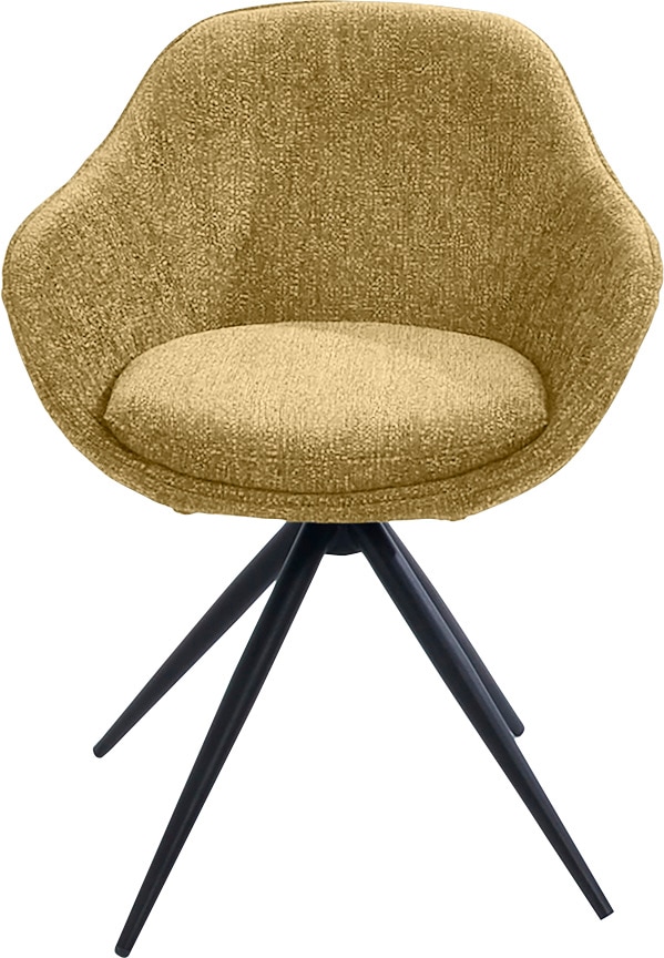 Drehstuhl K+W KOMFORT & WOHNEN "ZOOM", gelb (gelb 40), B:60cm H:83cm T:57cm, Stühle, 4-Fuß Drehstuhl mit Gestell aus Metall schwarz Struktur