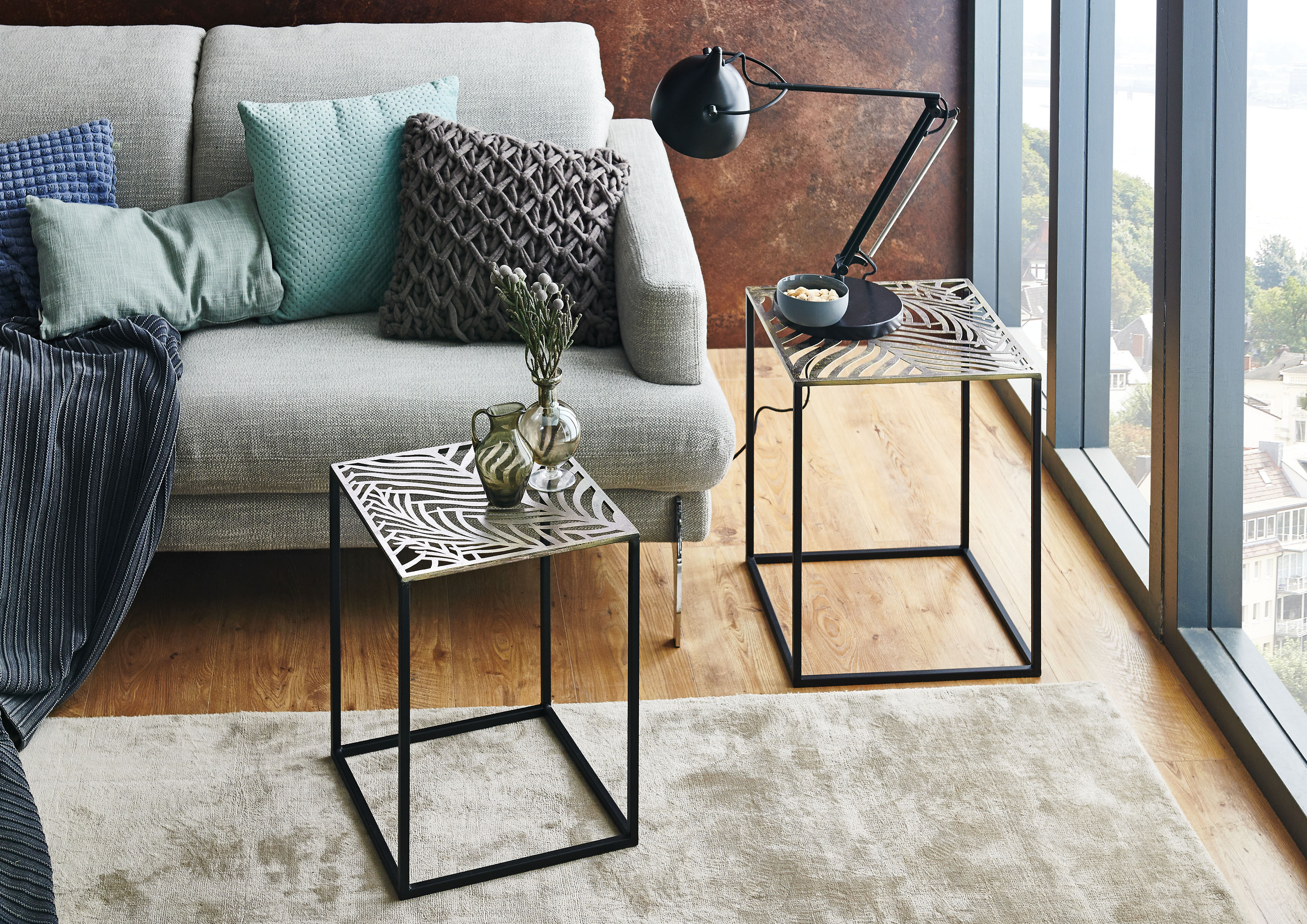 Satztisch HAKU, schwarz (schwarz, antikbronze, schwarz, antikbronze), Tische