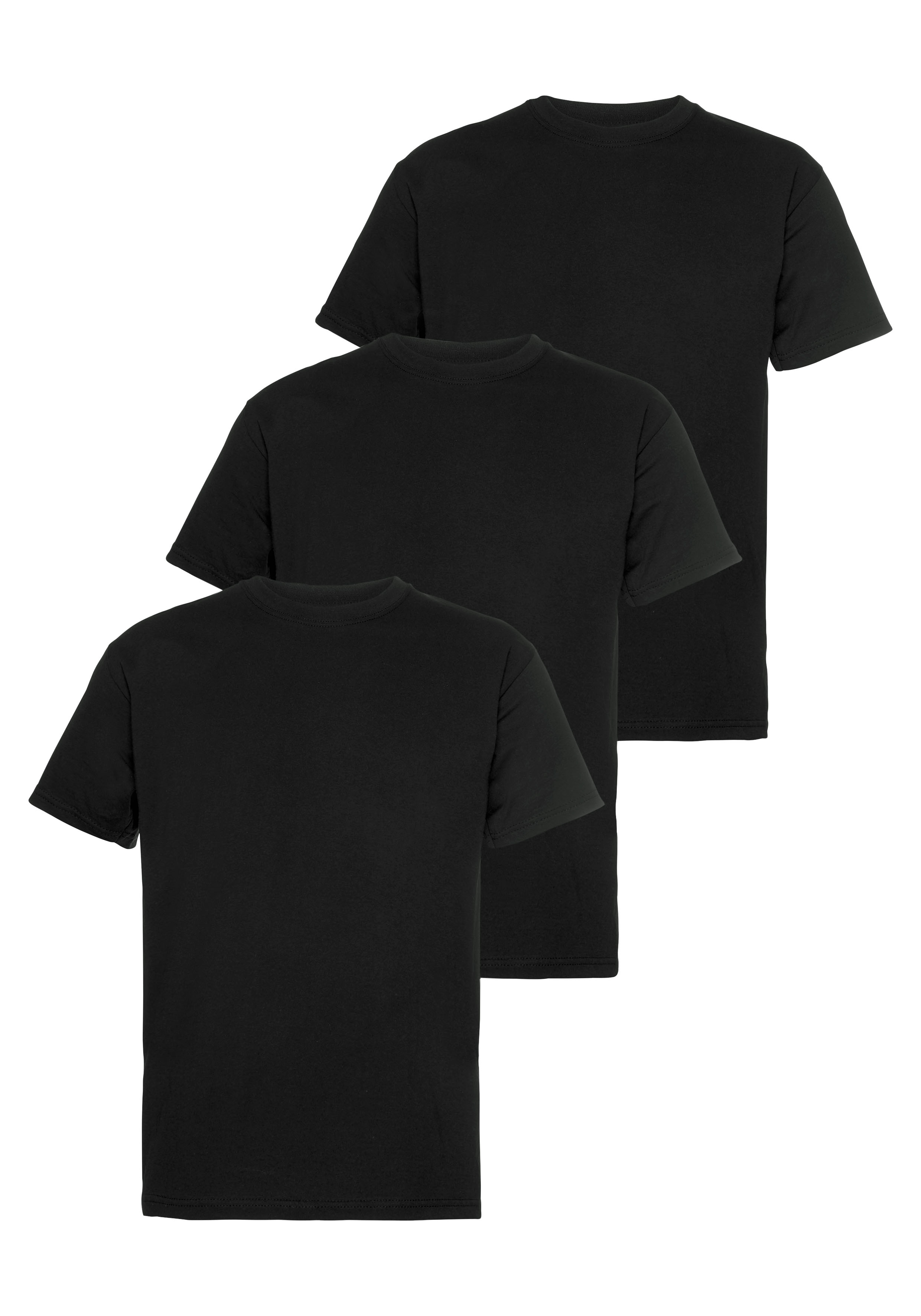 T-Shirt FRUIT OF THE LOOM, Herren, Gr. 3XL (64/66), schwarz (schwarz, schwarz, schwarz), Single Jersey, Obermaterial: 100% Baumwolle, Basic, schmal, Rundhals, ohne Bündchen, Shirts, mit Rundhalsausschnitt Image