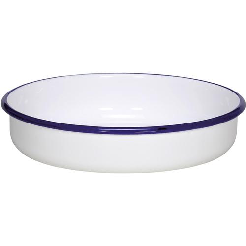 "Auflaufform KRÜGER ""Husum"" Auflaufformen Gr. H: 5,5 cm Ø 24 cm, weiß (weiß, blau) Auflaufformen Auflaufform rund"